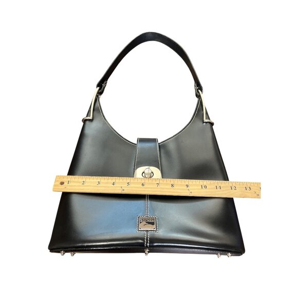 Dooney Bourke Black Crescent Shoulder Bag Y2K Smooth Leather Hobo - Picture 7 of 8